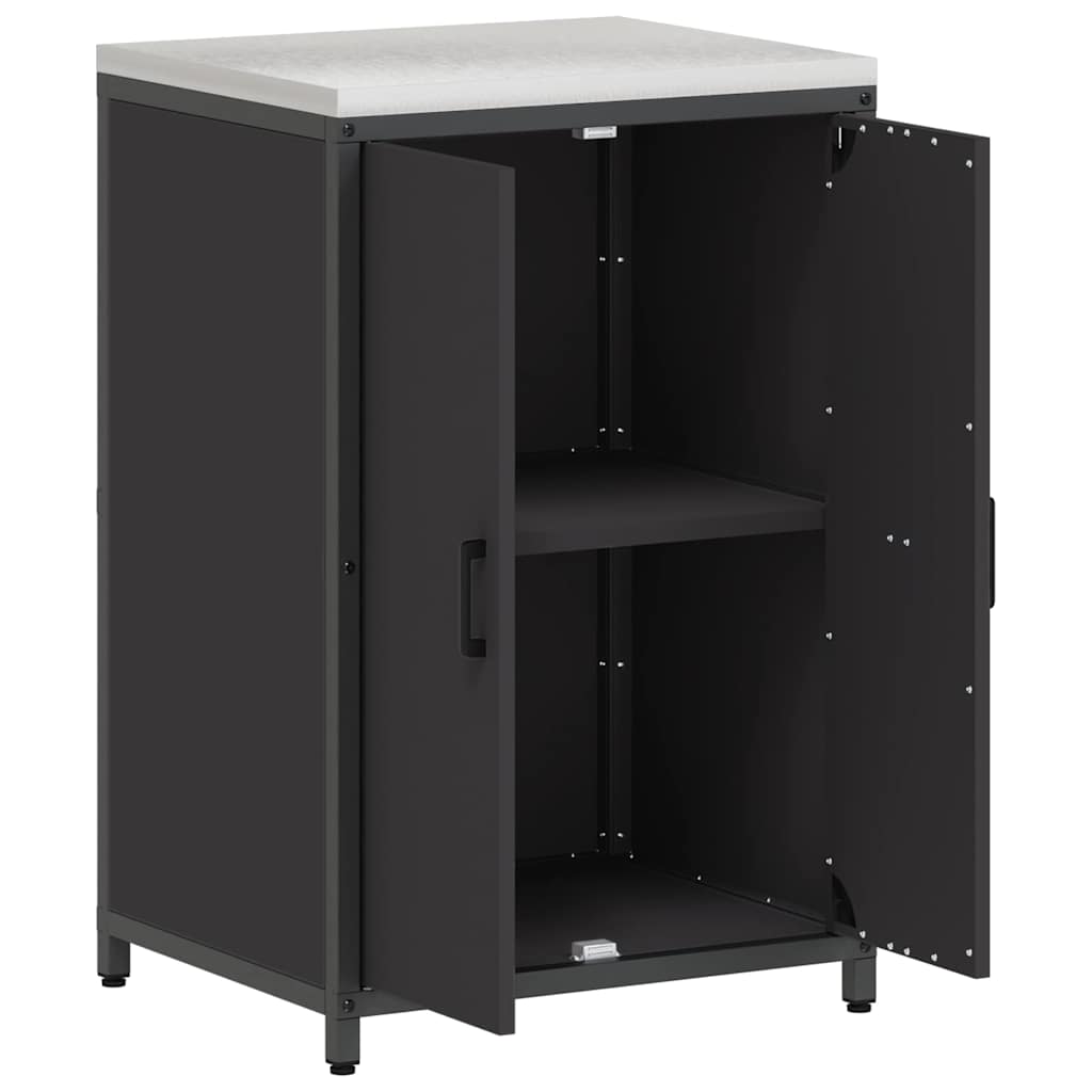 Kitchen Storage Cabinet with Shelf with Storage Black Steel